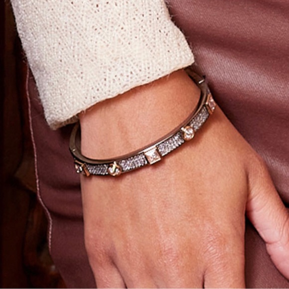 NWT BAUBLE HIGH POLISHED HEMATITE GOLD ACCENT DESIGNER INSPIRED PAVED CZ - Picture 2 of 16